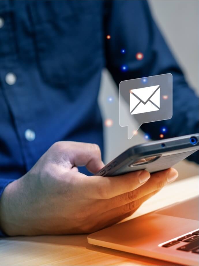 Hombre enviando mensaje para contacto